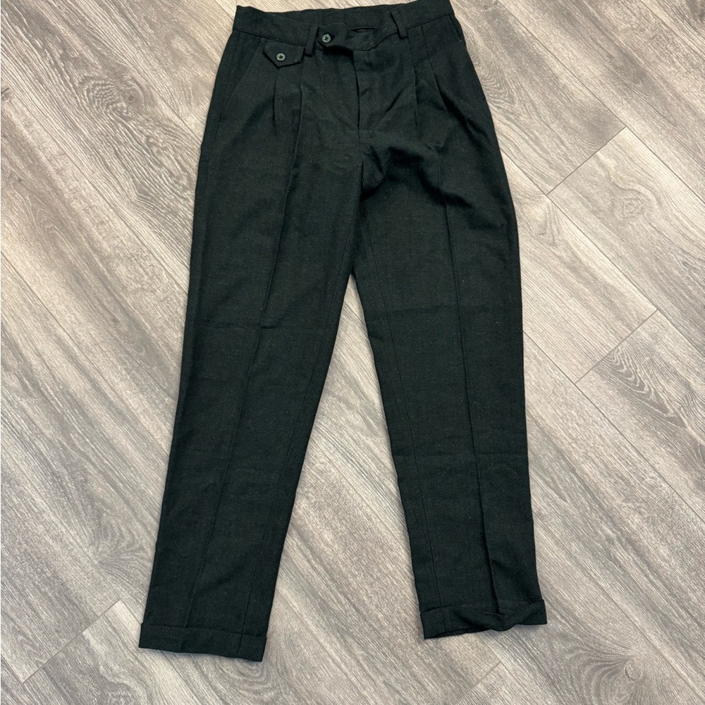 Men's Dark Green Tweed Pants | 30W x 32L
